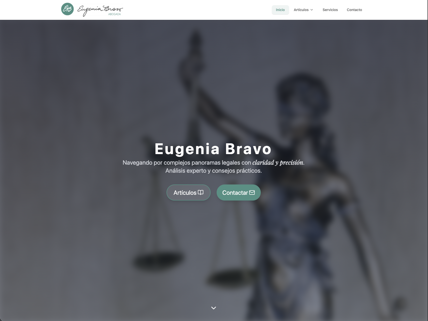 EugeniaBravo homepage hero section